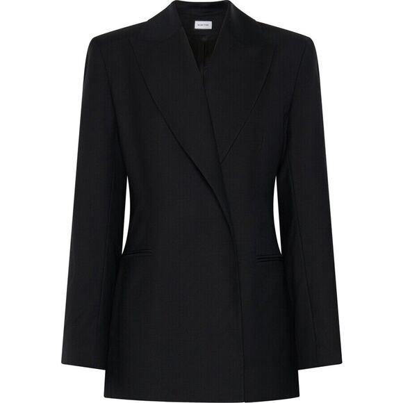 Amir Taghi Black Beare Park Tailored Wool Wrap Blazer Silk Lined 6 - Picture 1 of 6
